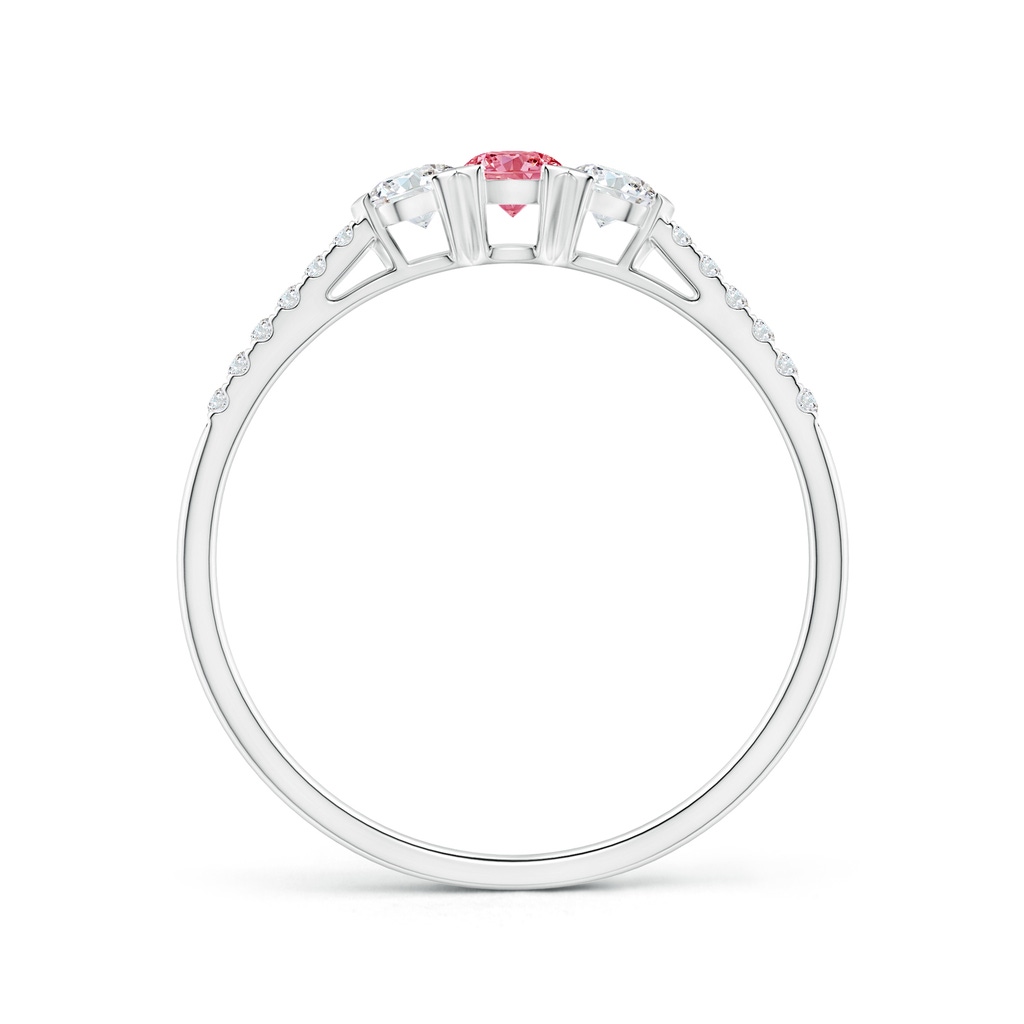 3mm AAAA Unique Prong-Set Fancy Intense Pink Diamond Three Stone Engagement Ring in P950 Platinum - side 199