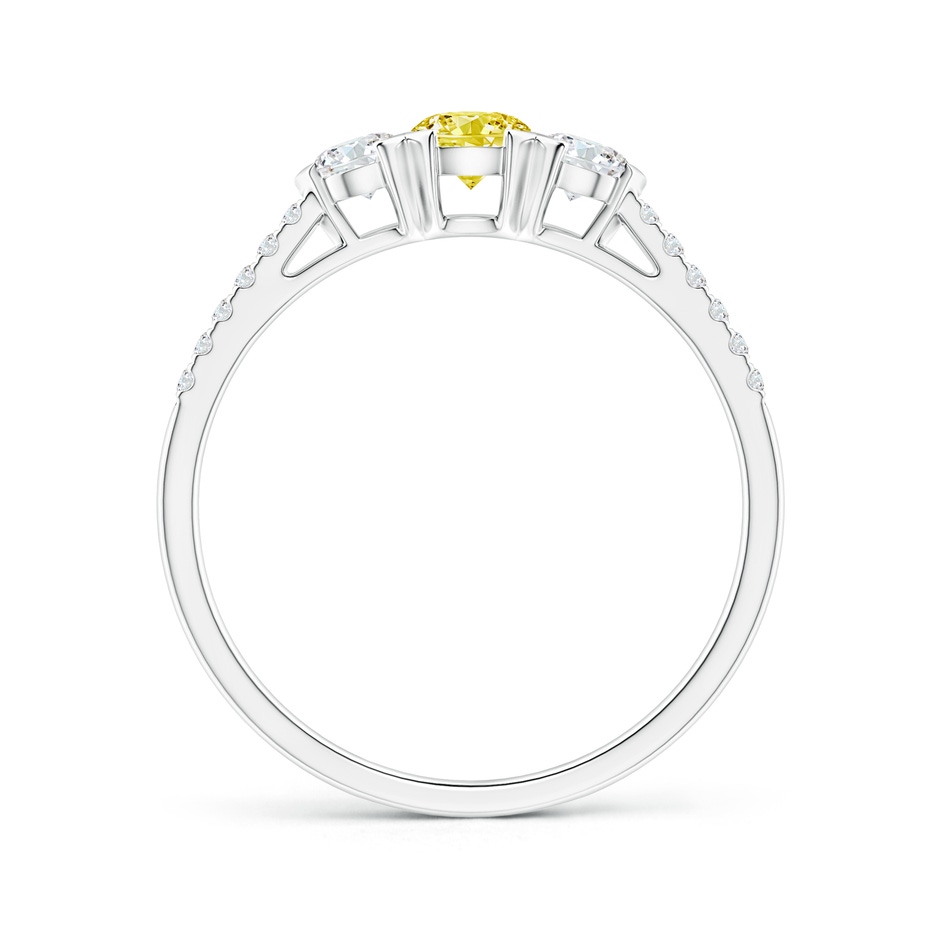 3.8mm AAAA Unique Prong-Set Fancy Intense Yellow Diamond Three Stone Engagement Ring in White Gold side 199