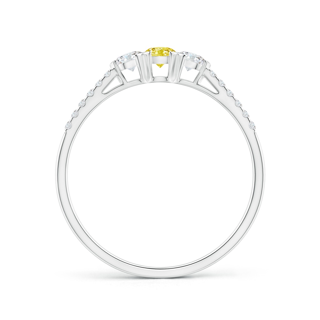 3mm AAAA Unique Prong-Set Fancy Intense Yellow Diamond Three Stone Engagement Ring in P950 Platinum - side 199