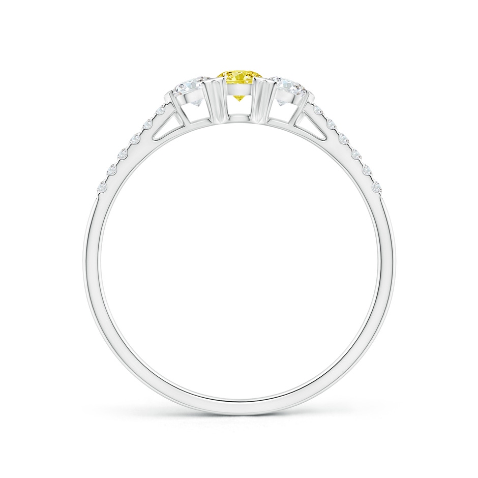 3mm AAAA Unique Prong-Set Fancy Intense Yellow Diamond Three Stone Engagement Ring in P950 Platinum side 199