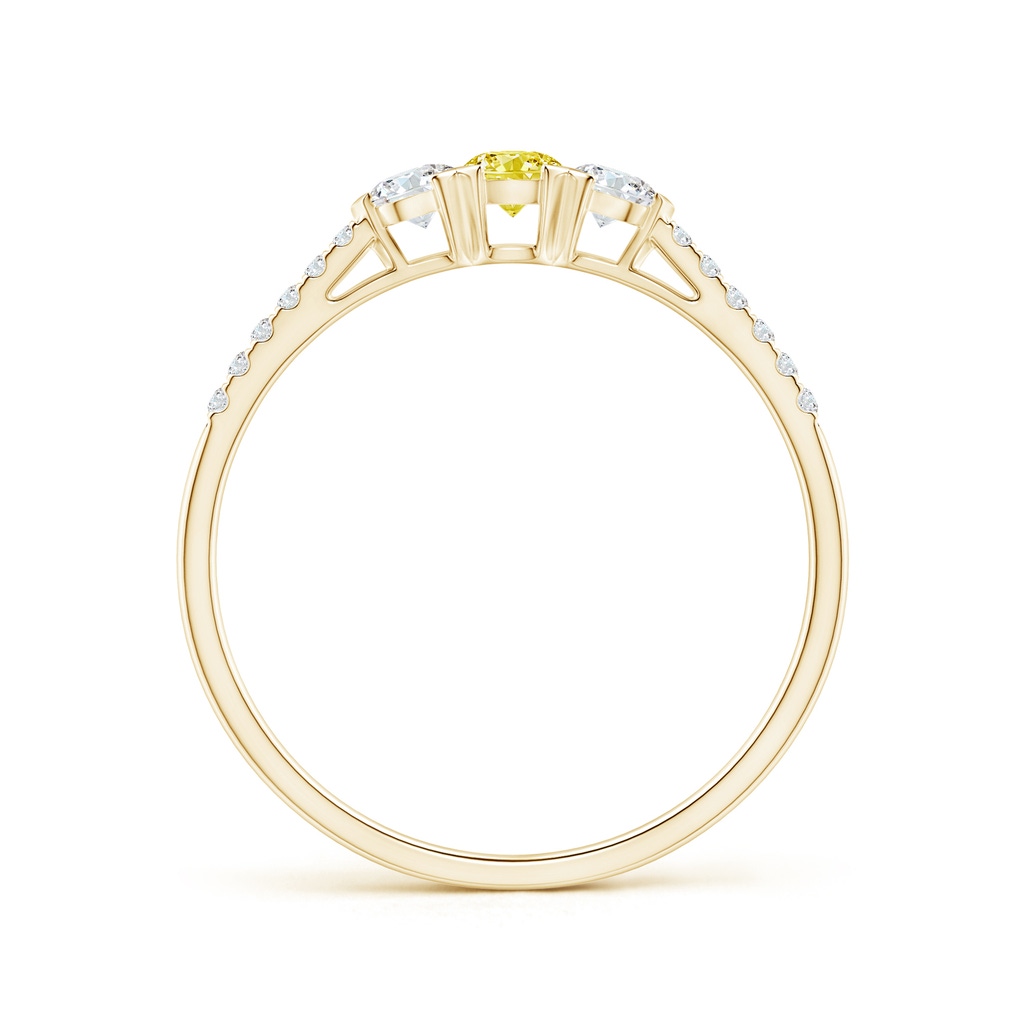 3mm AAAA Unique Prong-Set Fancy Intense Yellow Diamond Three Stone Engagement Ring in Yellow Gold - side 199