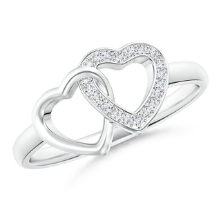 1mm GVS2 Diamond Interlocked Heart Ring in Pavé Setting in P950 Platinum