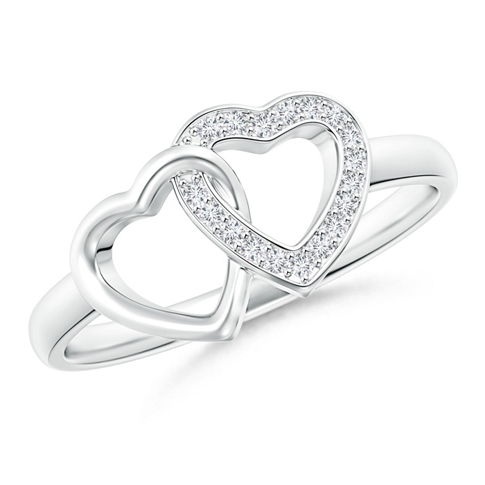 1mm GVS2 Diamond Interlocked Heart Ring in Pavé Setting in White Gold