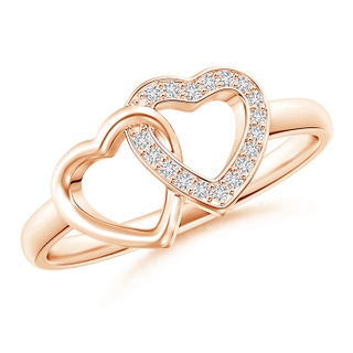 1mm HSI2 Diamond Interlocked Heart Ring in Pavé Setting in 10K Rose Gold