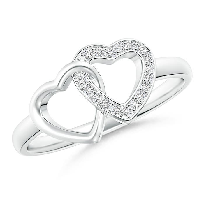 Diamond Interlocked Heart Ring in Pavé Setting | Angara Australia
