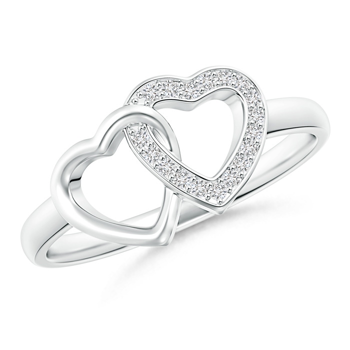 1mm HSI2 Diamond Interlocked Heart Ring in Pavé Setting in White Gold