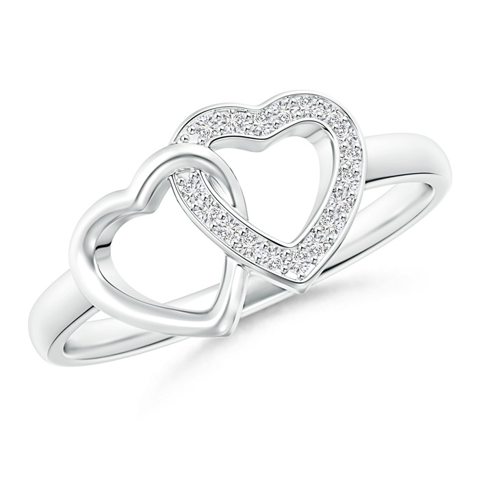 1mm HSI2 Diamond Interlocked Heart Ring in Pavé Setting in White Gold 