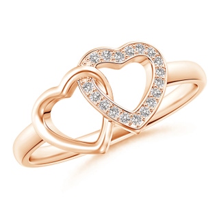 1mm IJI1I2 Diamond Interlocked Heart Ring in Pavé Setting in 10K Rose Gold