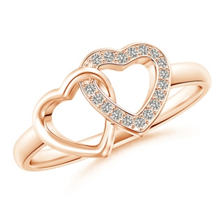 1mm KI3 Diamond Interlocked Heart Ring in Pavé Setting in 10K Rose Gold