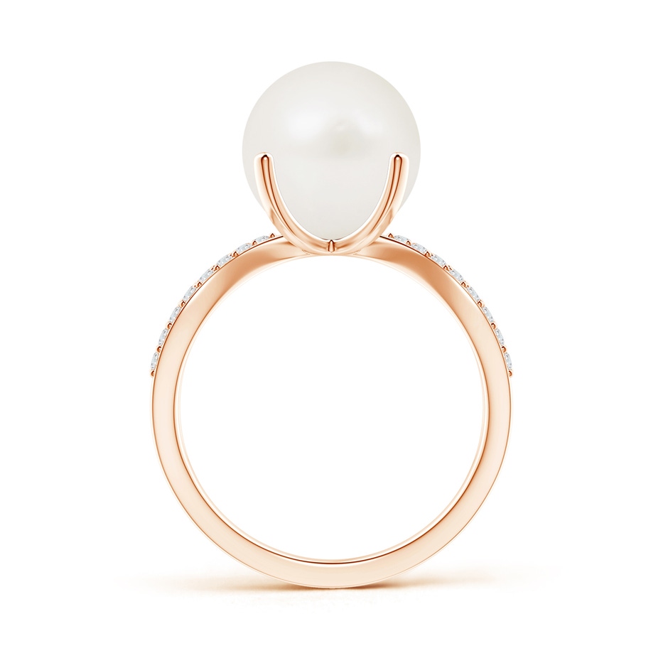 10mm A Freshwater Pearl and Diamond Split Shank Ring in Rose Gold Product Image