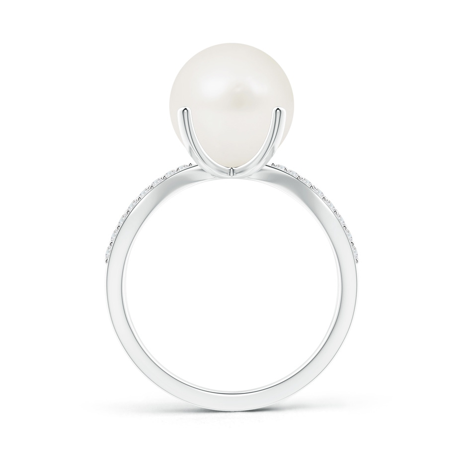 10mm A Freshwater Pearl and Diamond Split Shank Ring in White Gold product image