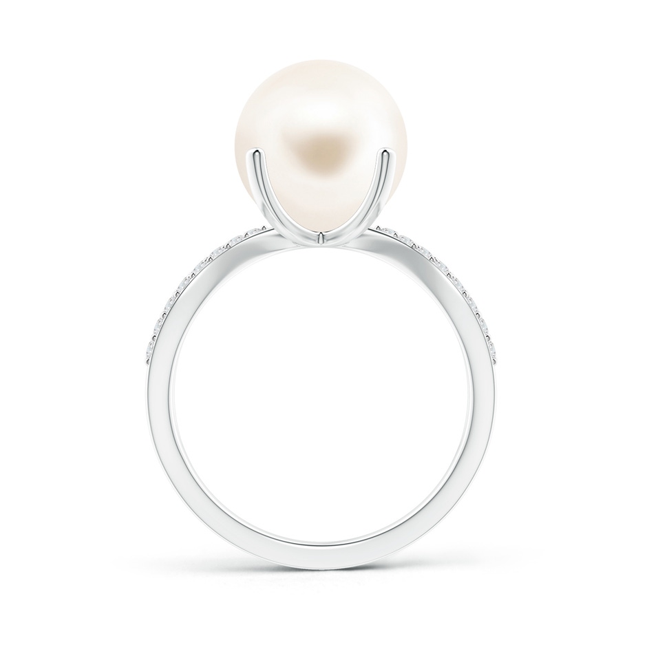 10mm AAA Freshwater Pearl and Diamond Split Shank Ring in White Gold Product Image