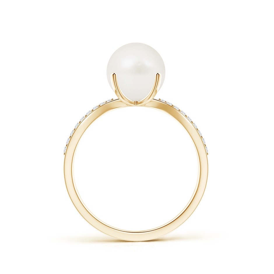 8mm A Freshwater Pearl and Diamond Split Shank Ring in 9K Yellow Gold product image