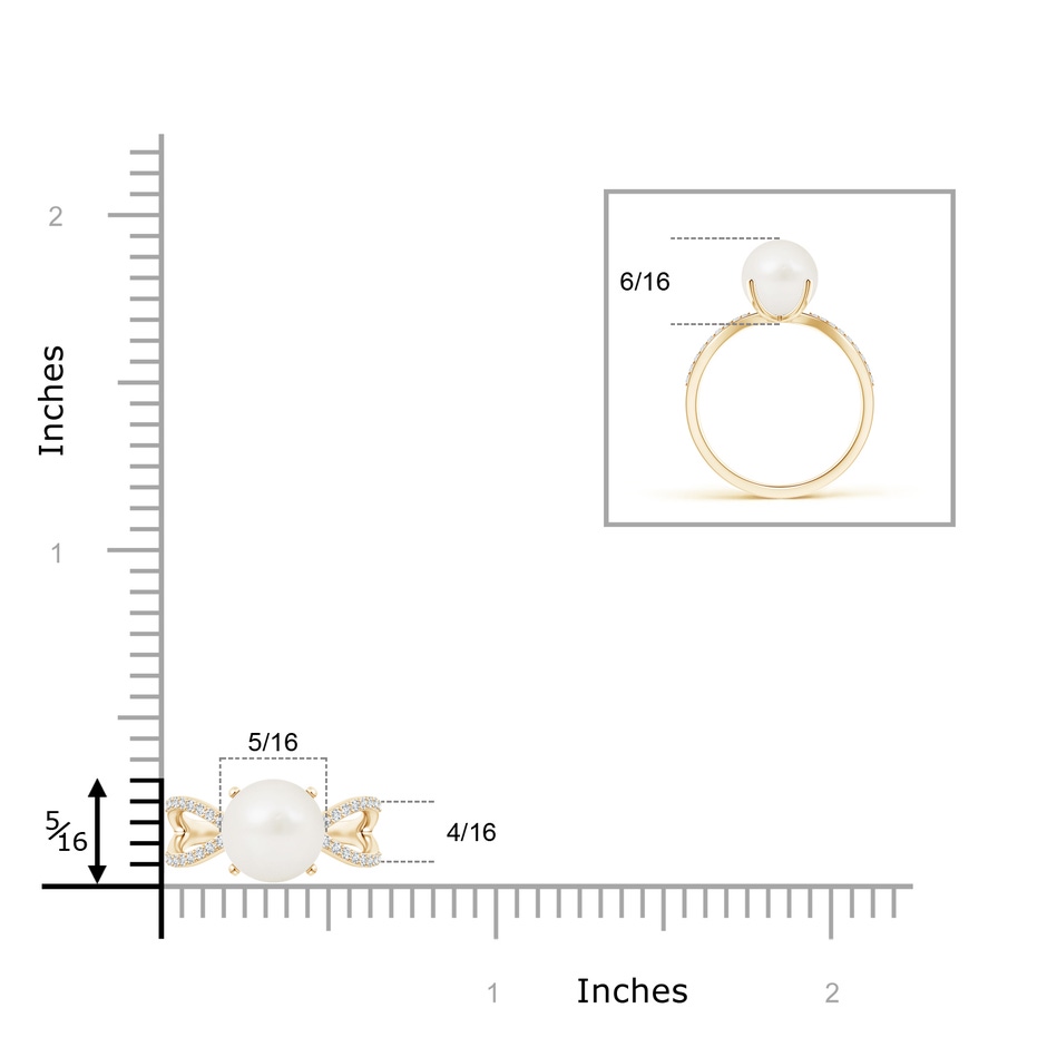 8mm A Freshwater Pearl and Diamond Split Shank Ring in 9K Yellow Gold product image