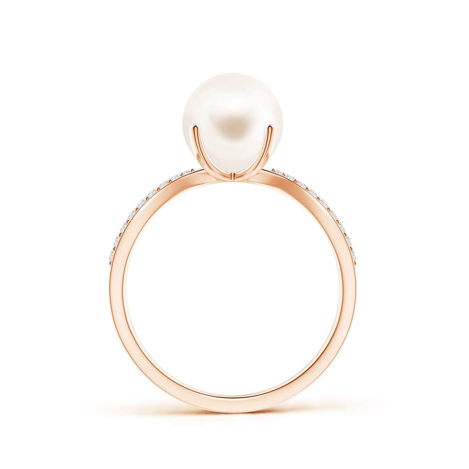 8mm AAA Freshwater Pearl and Diamond Split Shank Ring in Rose Gold product image