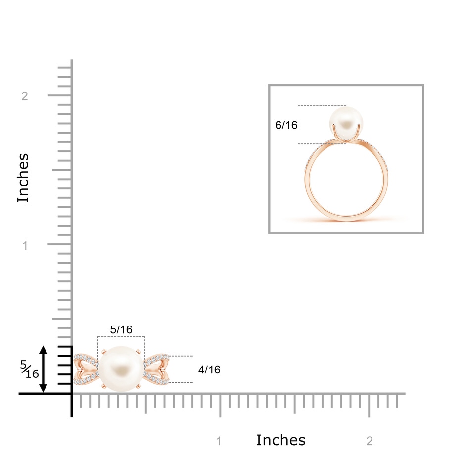 8mm AAA Freshwater Pearl and Diamond Split Shank Ring in Rose Gold product image