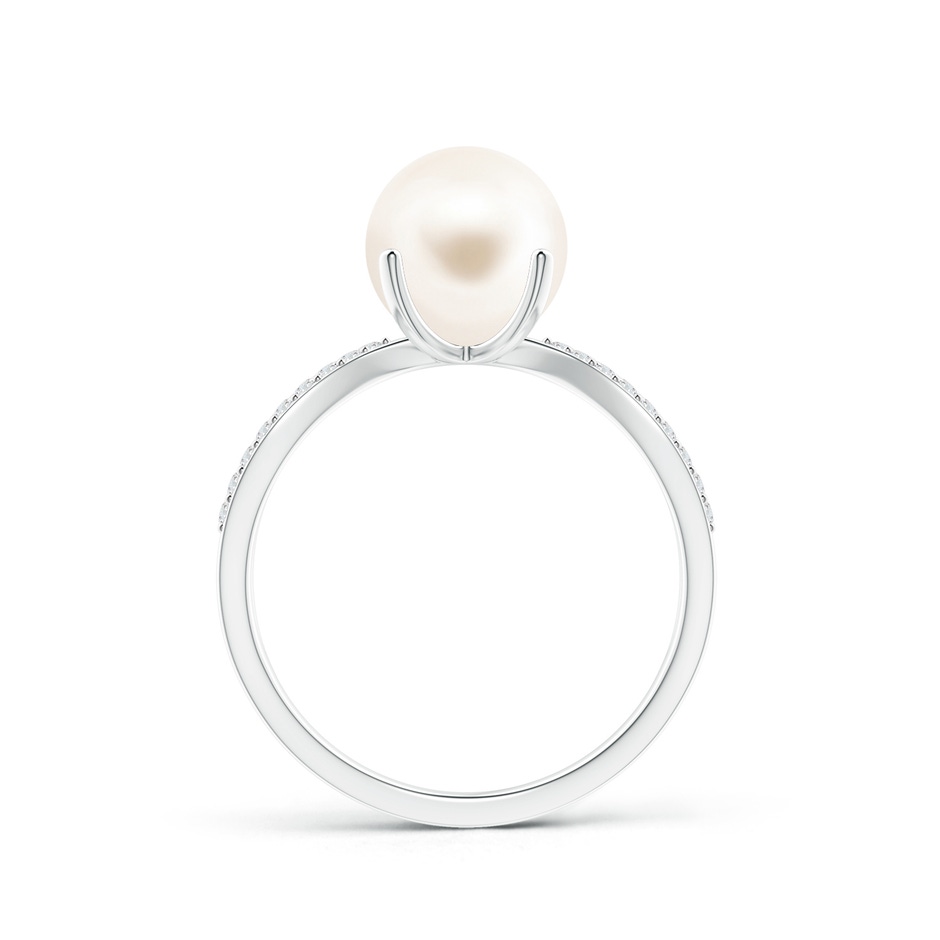 8mm AAA Freshwater Pearl and Diamond Split Shank Ring in White Gold product image