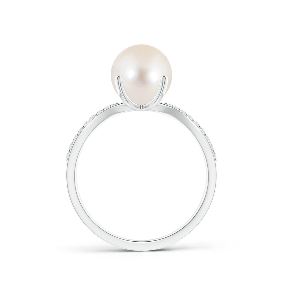8mm AAAA Freshwater Pearl and Diamond Split Shank Ring in 9K White Gold product image