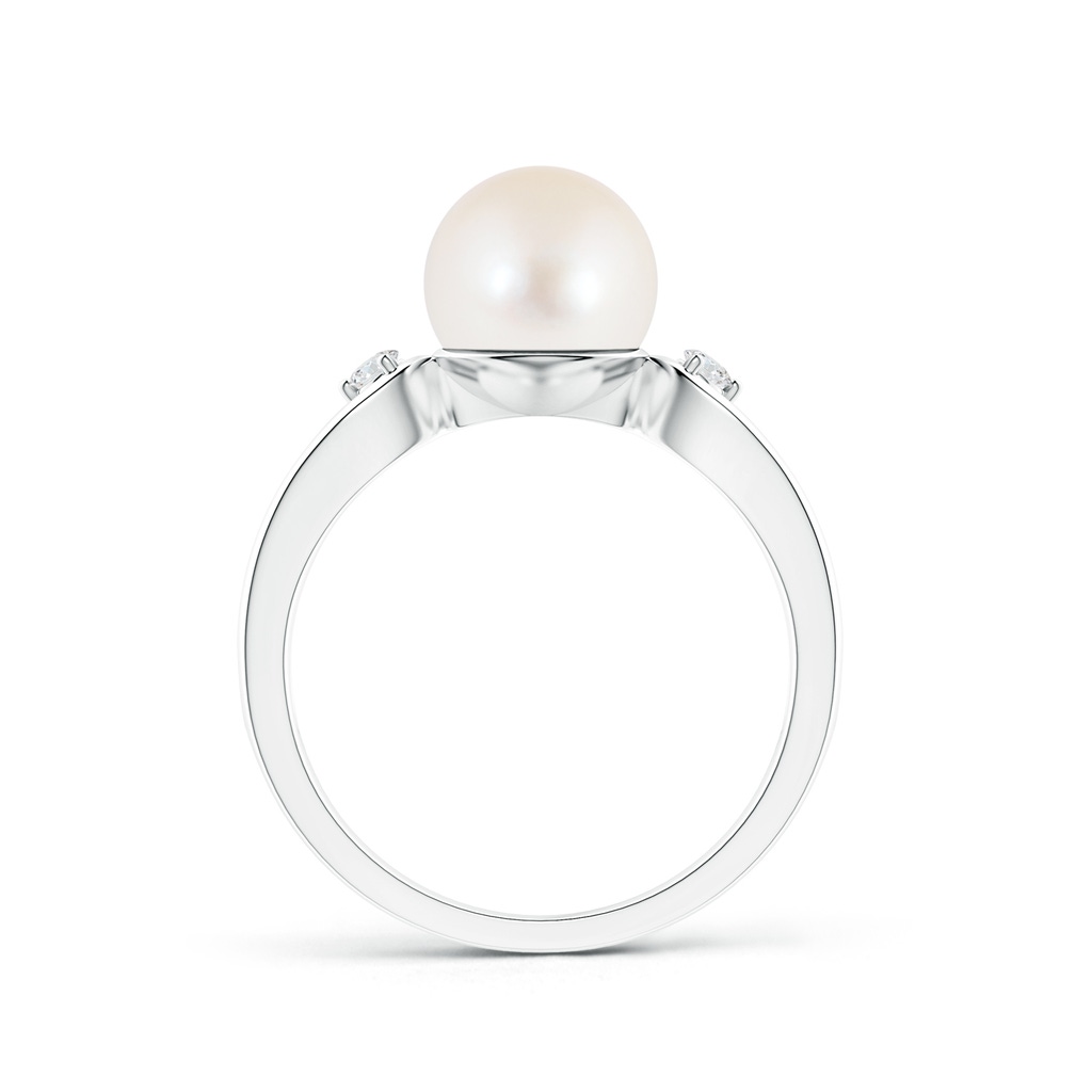 8mm AAA Freshwater Cultured Pearl Split Shank Ring with Diamonds in White Gold Product Image