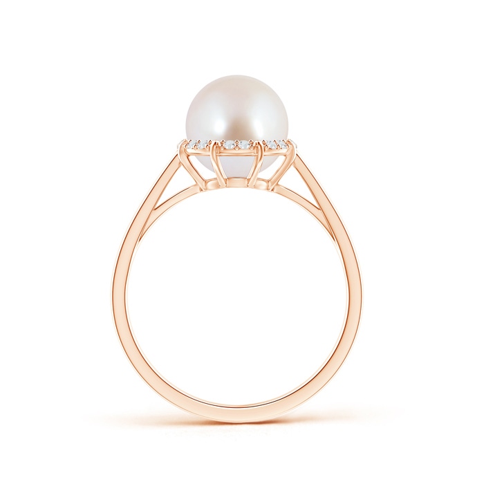 8mm AAA Victorian Style Japanese Akoya Pearl and Diamond Ring in Rose Gold side 1