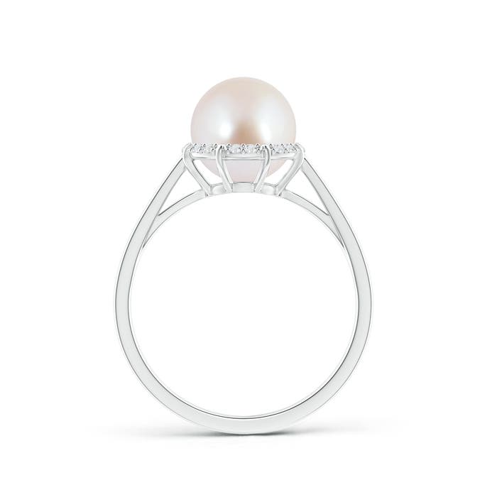 8mm AAA Victorian Style Japanese Akoya Pearl and Diamond Ring in White Gold - side 2