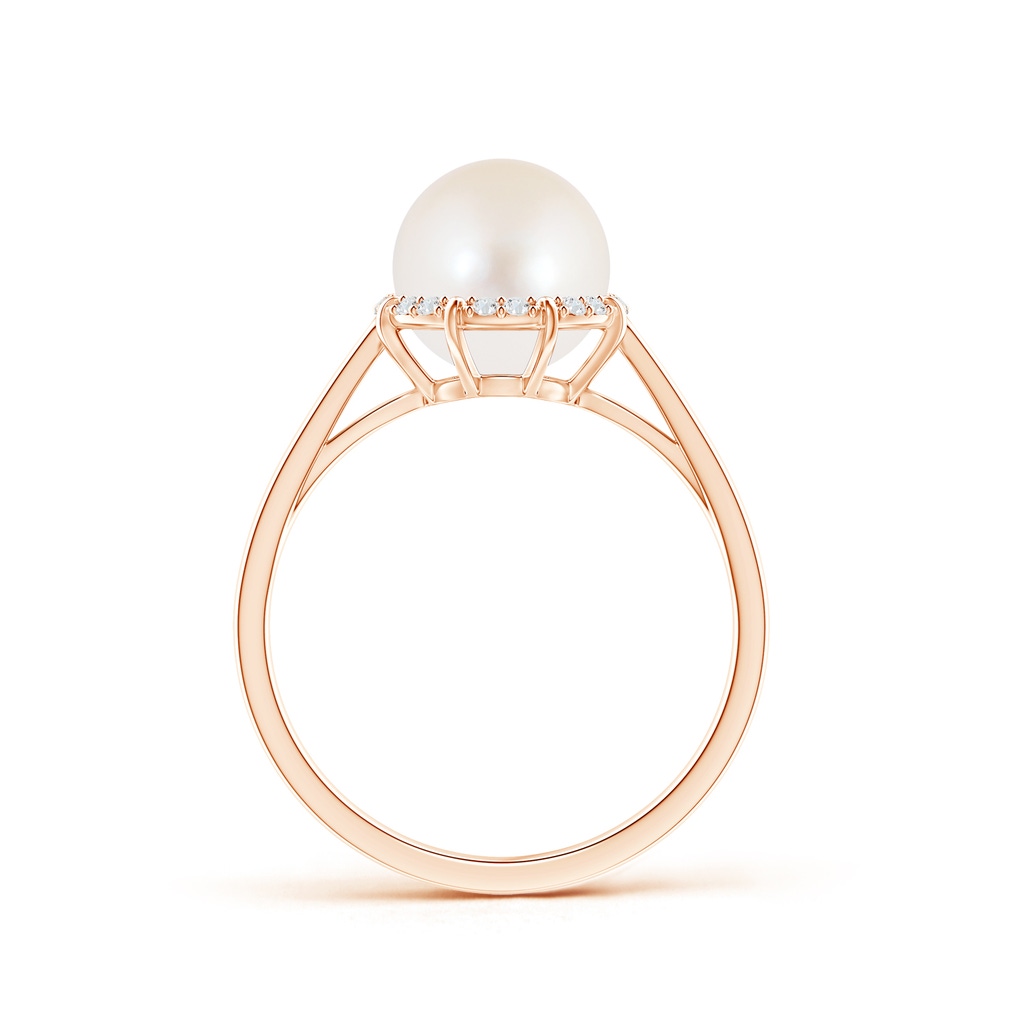8mm AAA Victorian Style Freshwater Cultured Pearl and Diamond Ring in Rose Gold Product Image