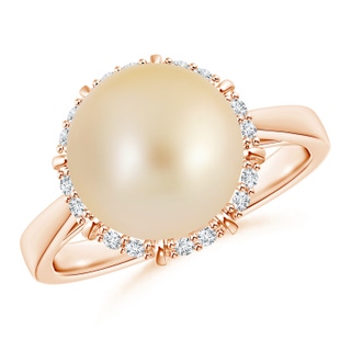 10mm AA Victorian Style Golden South Sea Cultured Pearl Ring in Rose Gold