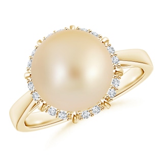 10mm AA Victorian Style Golden South Sea Cultured Pearl Ring in Yellow Gold