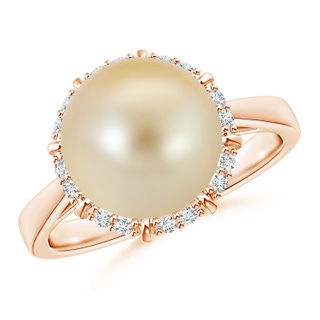 10mm AAA Victorian Style Golden South Sea Cultured Pearl Ring in Rose Gold