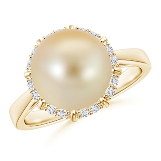 10mm AAA Victorian Style Golden South Sea Cultured Pearl Ring in Yellow Gold