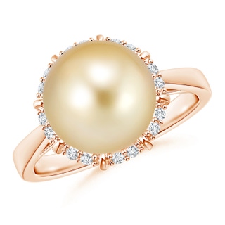 10mm AAAA Victorian Style Golden South Sea Cultured Pearl Ring in Rose Gold