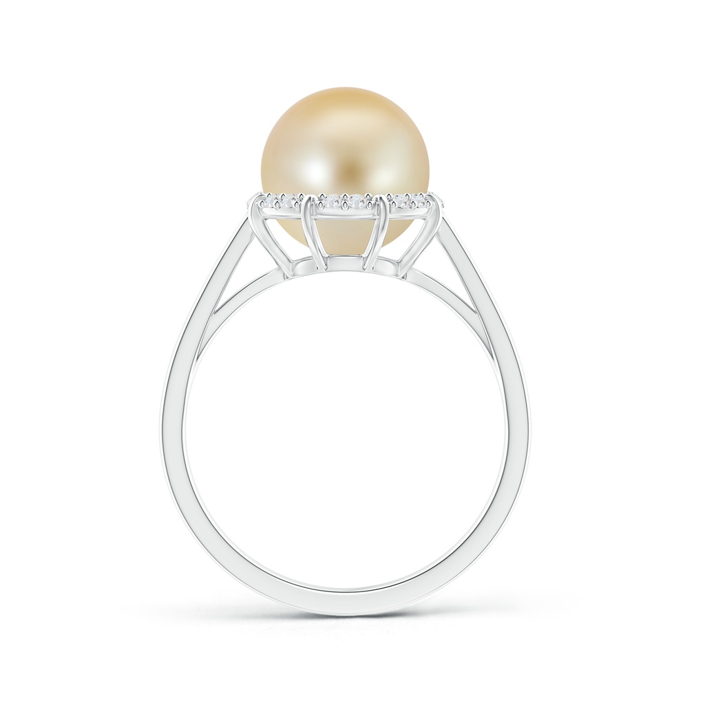 9mm AAA Victorian Style Golden South Sea Cultured Pearl Ring in White Gold Product Image