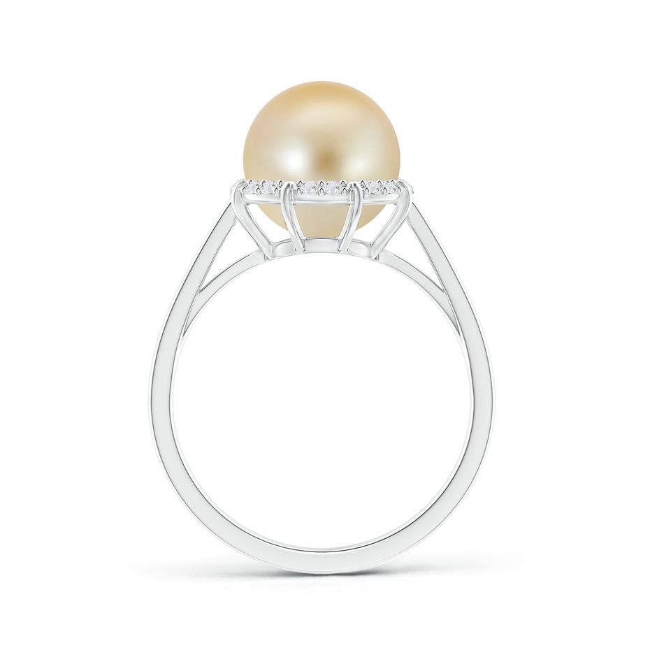 9mm AAA Victorian Style Golden South Sea Cultured Pearl Ring in White Gold product image