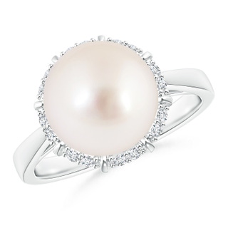 10mm AAAA Victorian Style South Sea Pearl and Diamond Ring in 9K White Gold