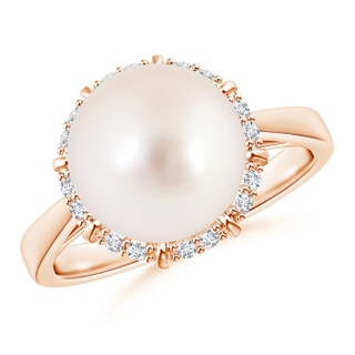 10mm AAAA Victorian Style South Sea Pearl and Diamond Ring in Rose Gold