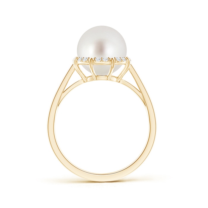9mm AAA Victorian Style South Sea Pearl and Diamond Ring in Yellow Gold Product Image