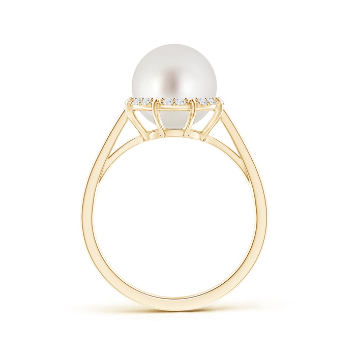 9mm AAA Victorian Style South Sea Pearl and Diamond Ring in Yellow Gold product image