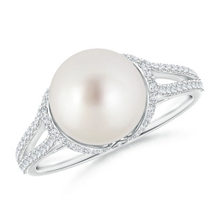 9mm AAA Twin Shank South Sea Cultured Pearl and Diamond Cradle Ring in White Gold