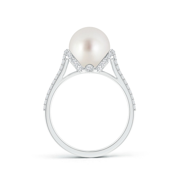 9mm AAA Twin Shank South Sea Cultured Pearl and Diamond Cradle Ring in White Gold Product Image