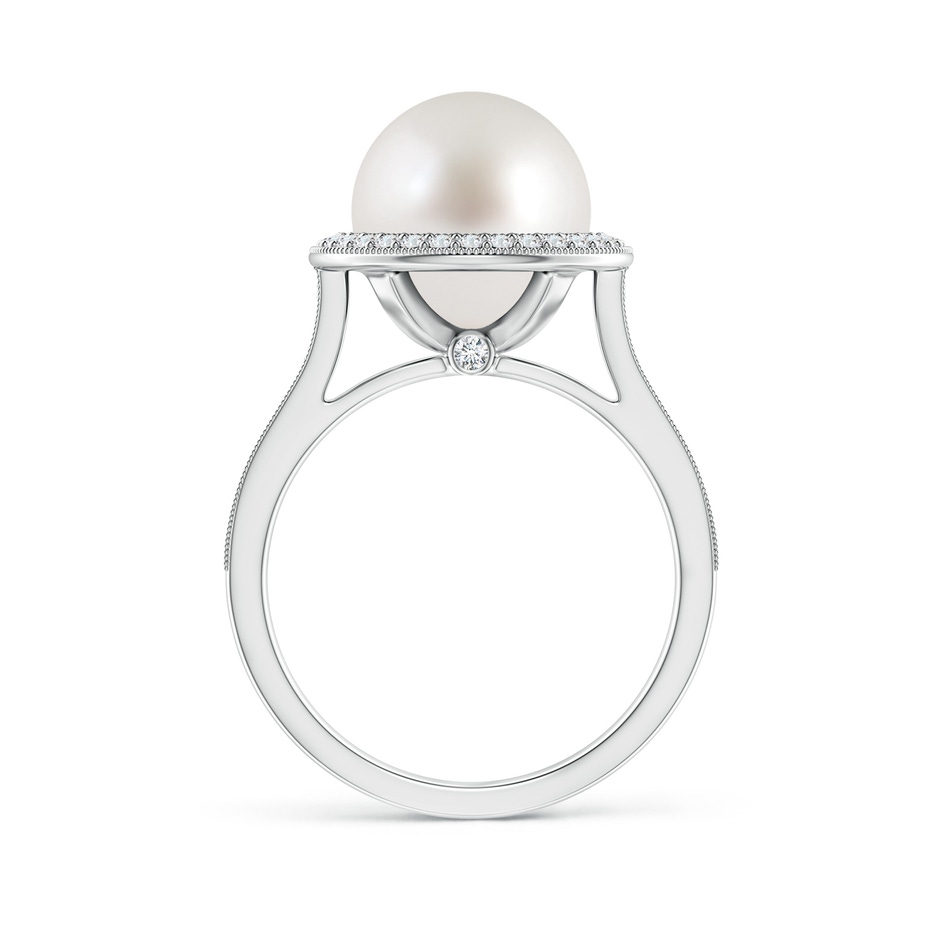 10mm AAA South Sea Pearl Halo Ring with Milgrain in White Gold side 1