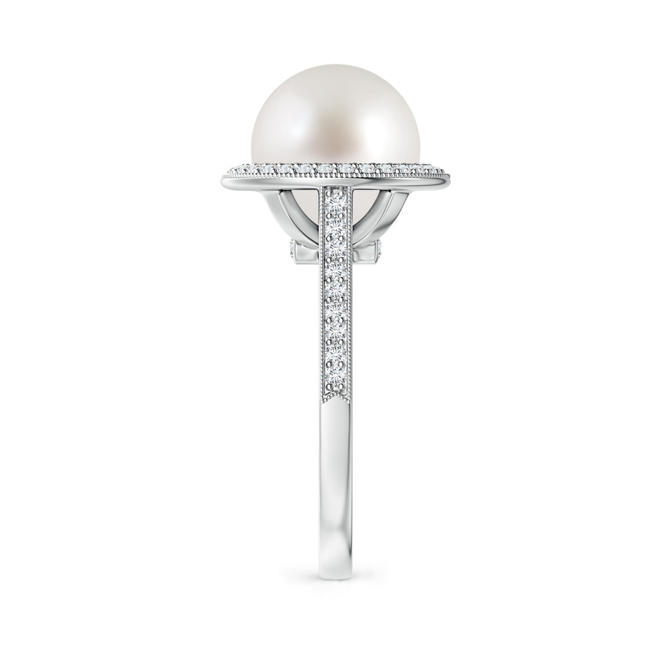 10mm AAA South Sea Pearl Halo Ring with Milgrain in White Gold side 2