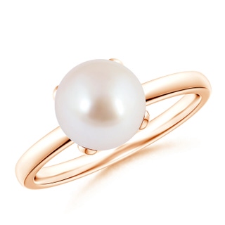 8mm AAA Classic Solitaire Japanese Akoya Pearl Ring in Rose Gold