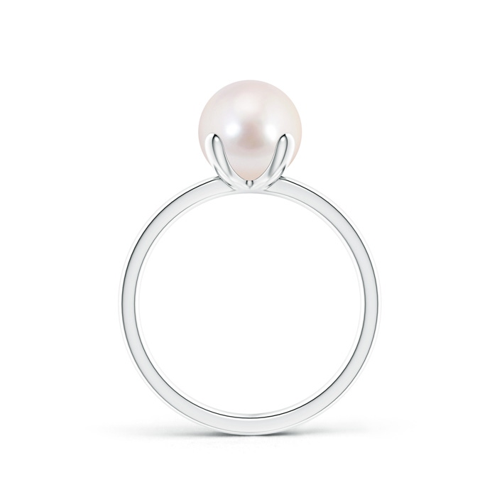 8mm AAAA Classic Solitaire Japanese Akoya Pearl Ring in White Gold Product Image