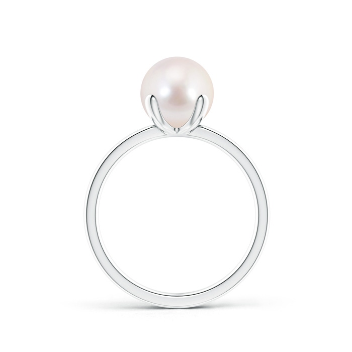 8mm AAAA Classic Solitaire Japanese Akoya Pearl Ring in White Gold product image