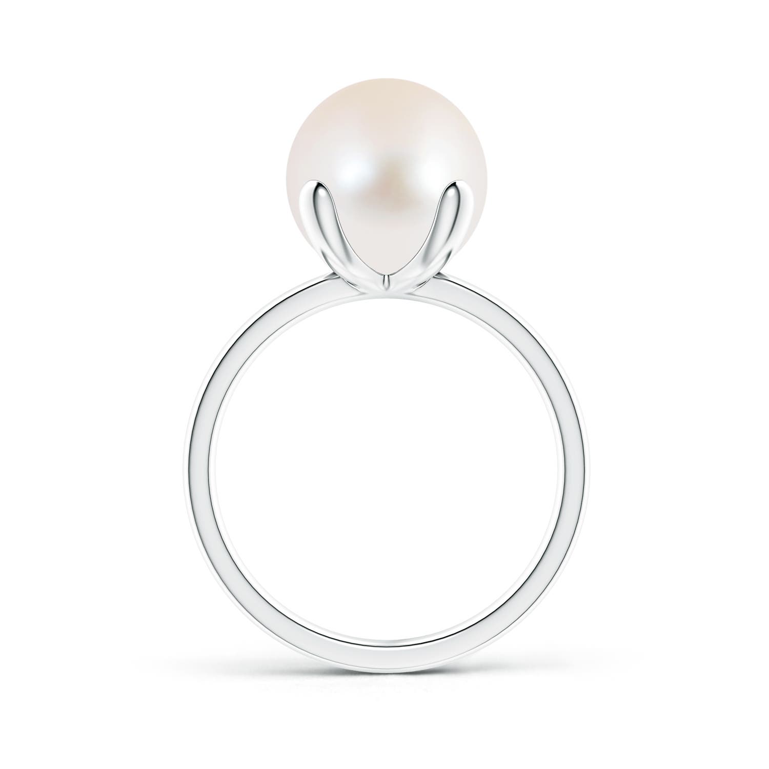 10mm AAA Classic Solitaire Freshwater Pearl Ring in 18K White Gold - side 7