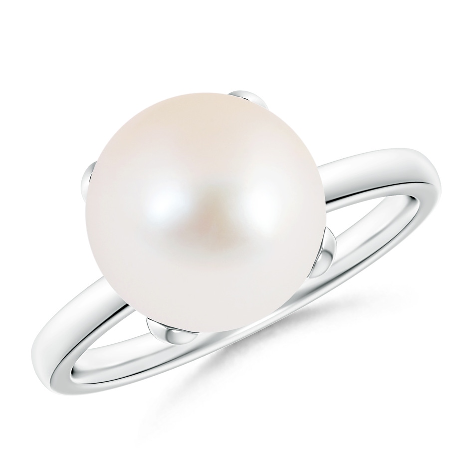 10mm AAA Classic Solitaire Freshwater Pearl Ring in White Gold 