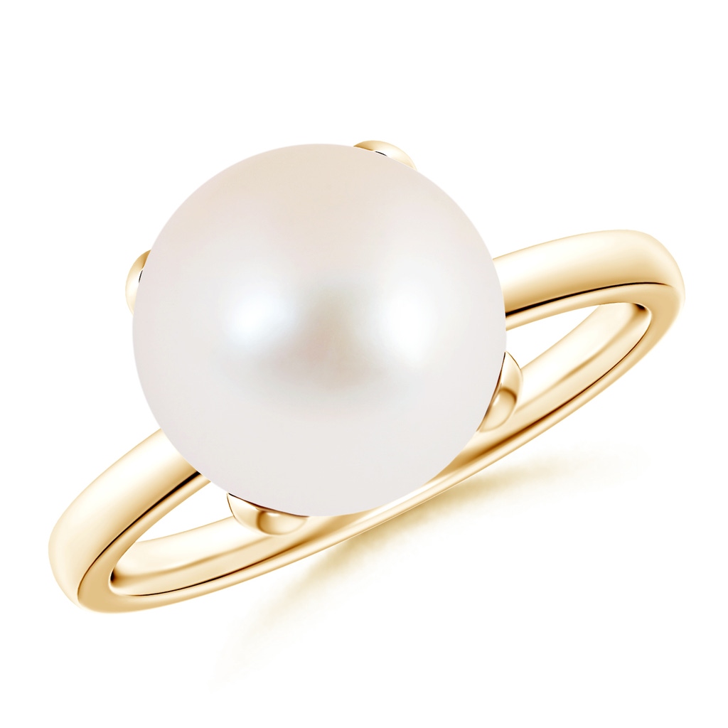 10mm AAA Classic Solitaire Freshwater Pearl Ring in Yellow Gold