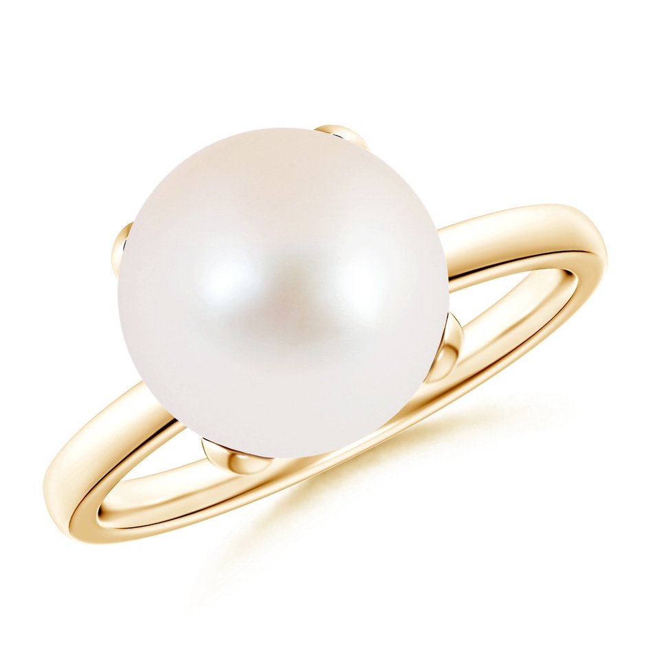 10mm AAA Classic Solitaire Freshwater Pearl Ring in Yellow Gold 