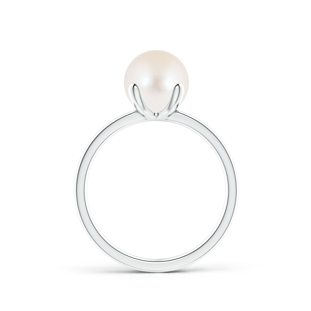 8mm AAA Classic Solitaire Freshwater Pearl Ring in 10K White Gold Product Image