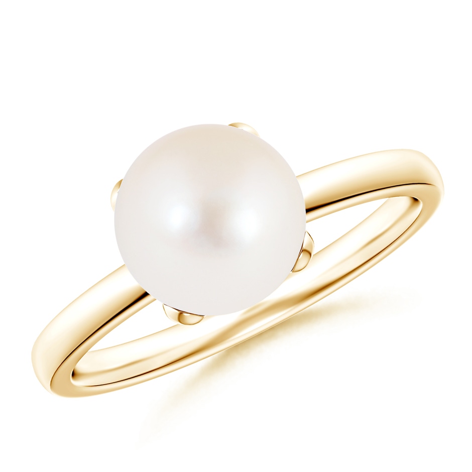 8mm AAA Classic Solitaire Freshwater Pearl Ring in 9K Yellow Gold 